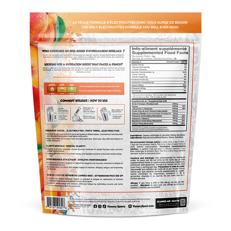 Hydra+ Electrolytes - 20 sticks bag - Peach