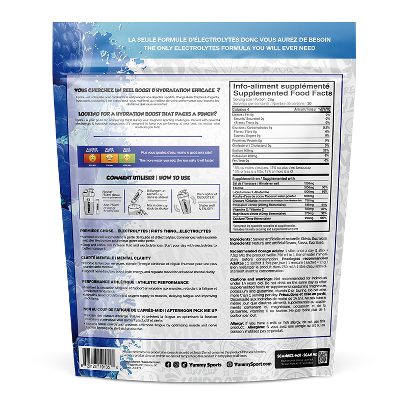 Hydra+ Electrolytes - 20 sticks bag - Blue Raspberry